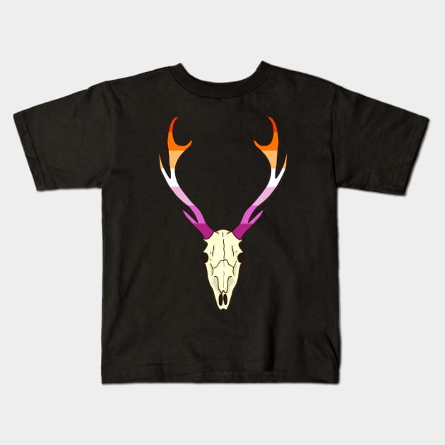 Lesbian Pride Deer Skull Kids T-Shirt by whizz0